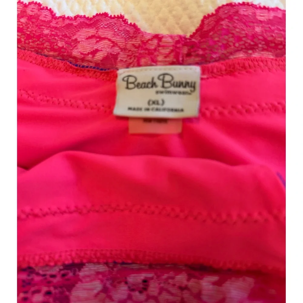 Beach Bunny Swimwear Blue Pink Lace Waist Scrunch Back Bikini Bottom‎ XL